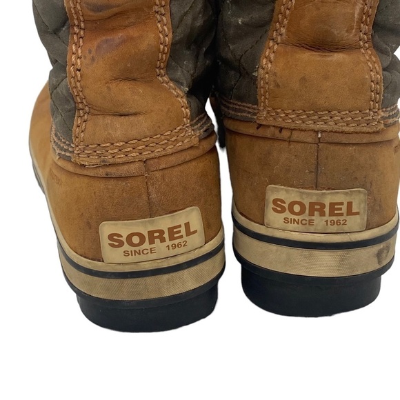 Sorel Mossy Green/Tan Tall Winter Lace Up Boots Women's Size 7.5 NL1780-316 - Picture 4 of 11